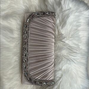 Lulu Townsend Blush Satin Magnetic Closure Evening Bag
